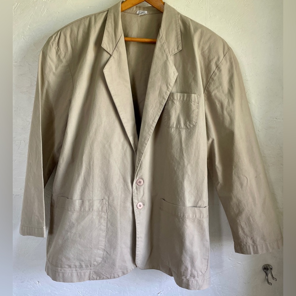 Vintage Blazer Khaki Jacket American Legends USA L Ranch Cattle Texas Windmill - Picture 2 of 15